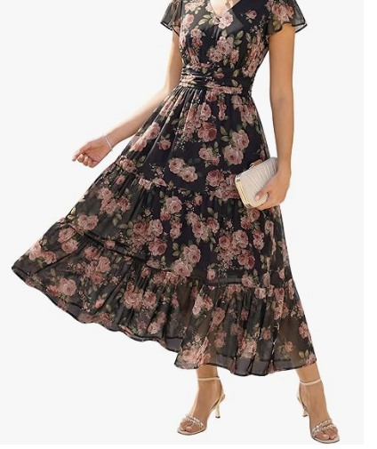 dress, ultra-long sleeve floral dress