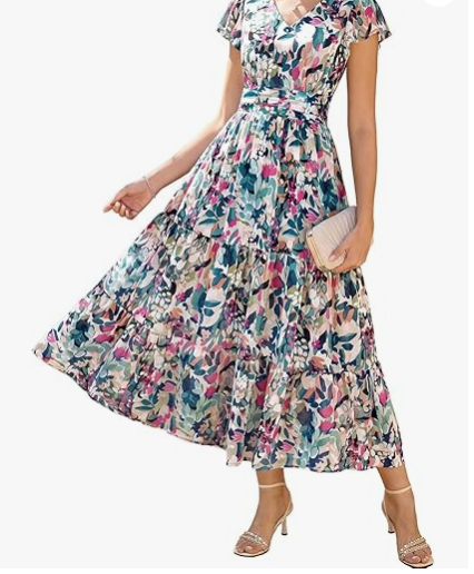 ultra-long sleeve floral dress, semi-formal